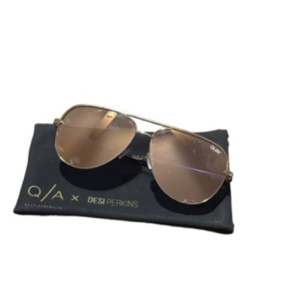 Quay Australia  x Desi Perkins Rose Gold Aviator Sunglasses